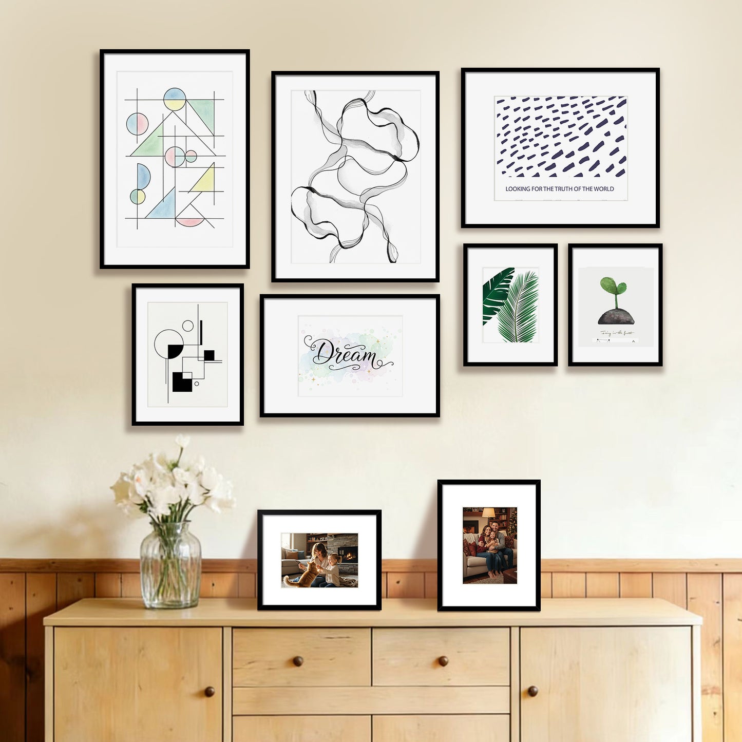 Kuxerla Picture Frame 8.5x11 Holds 5x7 Photos with Mat or 8.5x11 Photo without Mat. With Clear Acrylic Front and MDF Back Panel. Pack of 2,Black