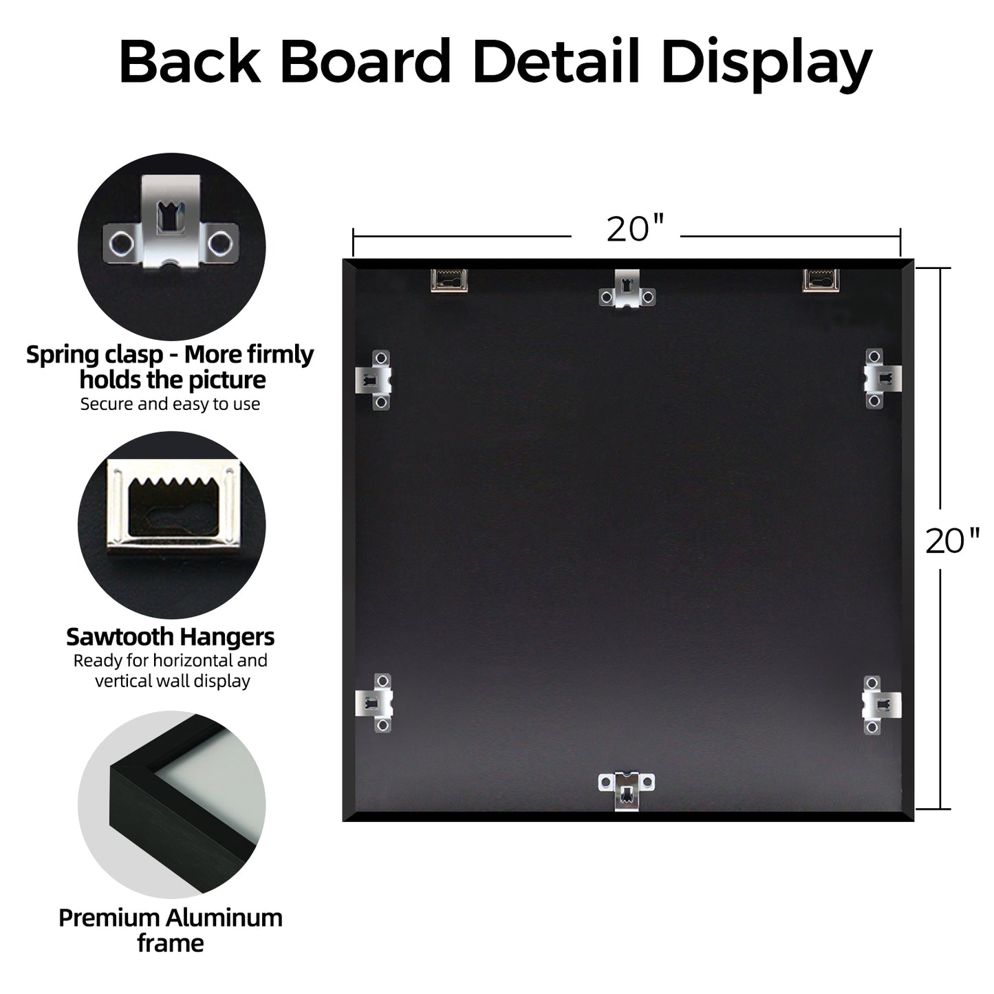 Kuxerla Puzzle Frame for 20x20 Puzzle,with Clear Acrylic Cover and Sturdy Back Panel,Horizontal or Vertical Display,Black