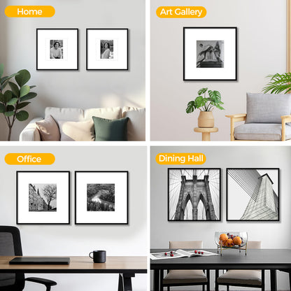 Kuxerla 14x14 Poster Frames,Wall Gallery Photo Frame with Mat Display 5x7 or 8x8 Photos, Wall Hanging Frame for 14x14 Picture Without Mat,Black