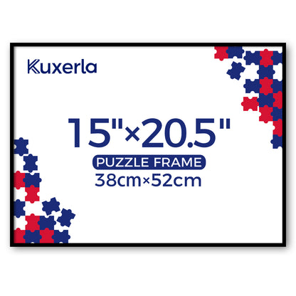 Kuxerla 15x20.5 Puzzle Frame 38x52cm for 500 Pieces, Clear Acrylic Panel, Horizontal & Vertical Wall Hanging, Black