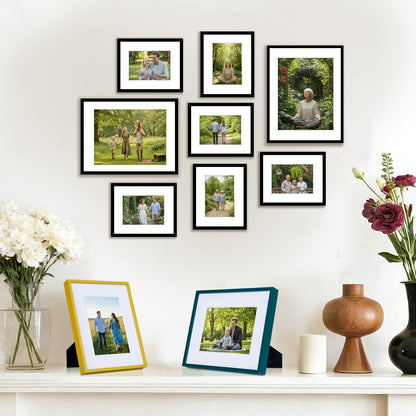 Kuxerla 8x10 Picture Frame Holds 5x7 Picture with Mat or 8x10 Picture without Mat,With Clear Acrylic Front and MDF Back Panel,Pack of 2,Black