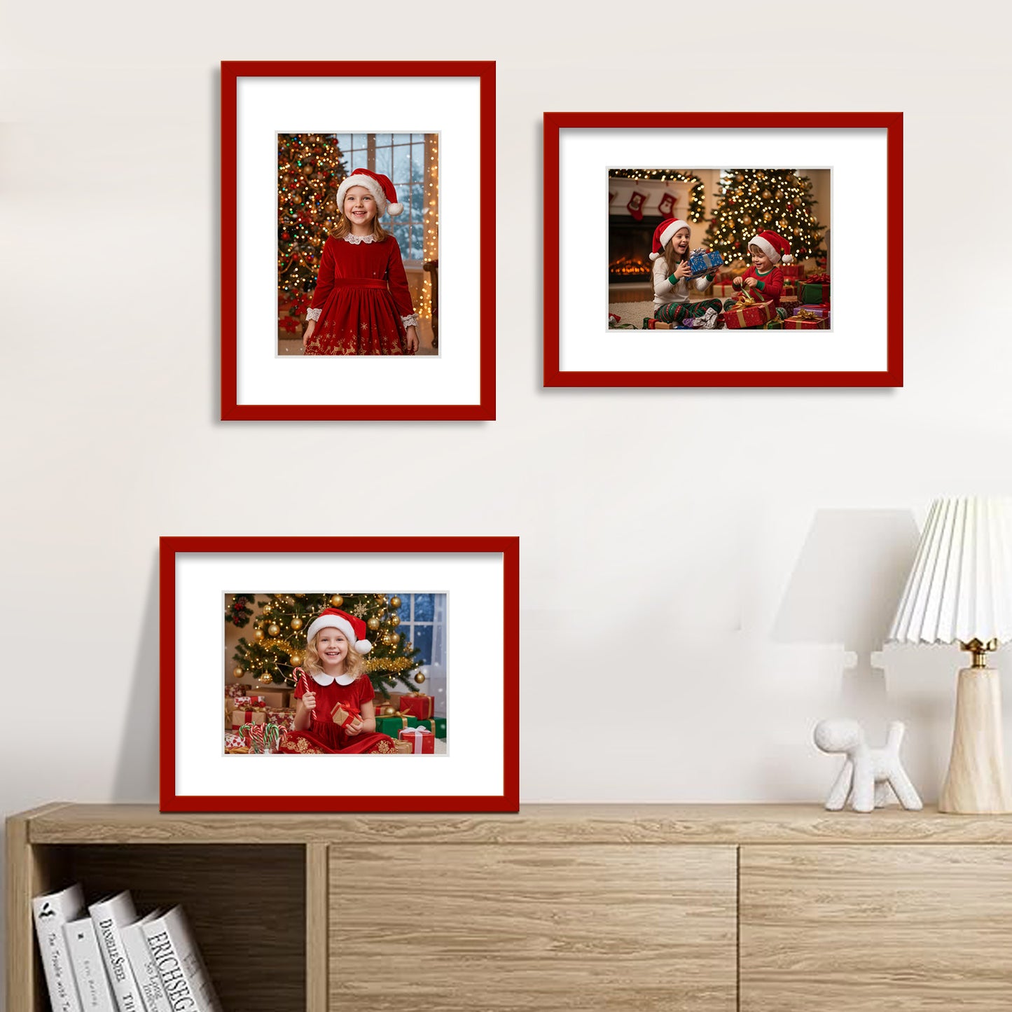 Kuxerla 11x14 Picture Frame Holds 8.5x11 Picture with Mat or 11x14 Picture without Mat,With Clear Acrylic Front and MDF Back Panel,Pack of 2,Red