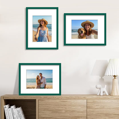 Kuxerla 11x14 Picture Frame Holds 8.5x11 Picture with Mat or 11x14 Picture without Mat,With Clear Acrylic Front and MDF Back Panel,Pack of 2,Green