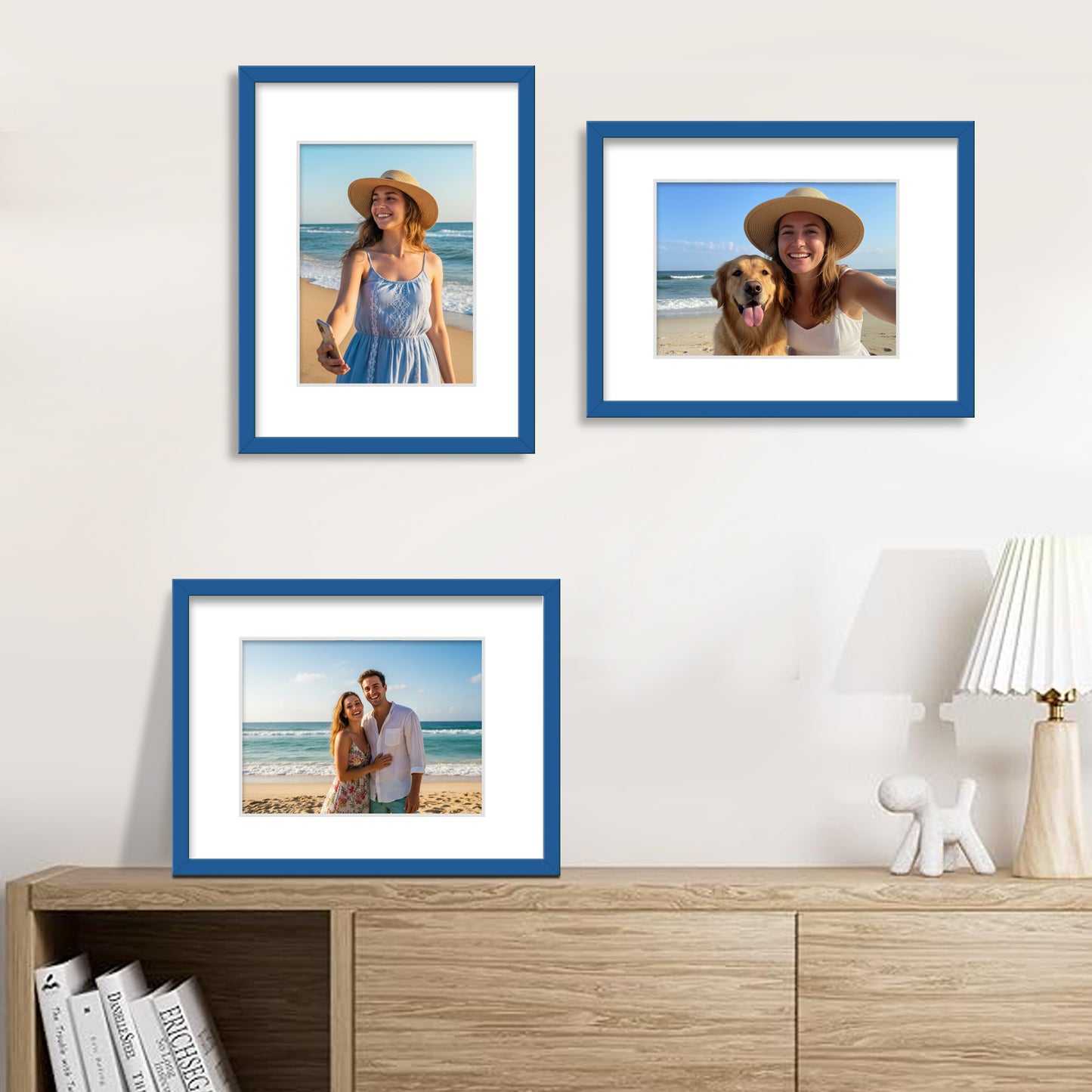Kuxerla 11x14 Picture Frame Holds 8.5x11 Picture with Mat or 11x14 Picture without Mat,With Clear Acrylic Front and MDF Back Panel,Pack of 2,Blue