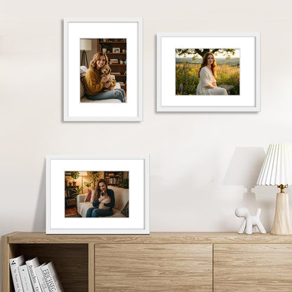 Kuxerla 11x14 Picture Frame Holds 8.5x11 Picture with Mat or 11x14 Picture without Mat,With Clear Acrylic Front and MDF Back Panel,Pack of 2,White