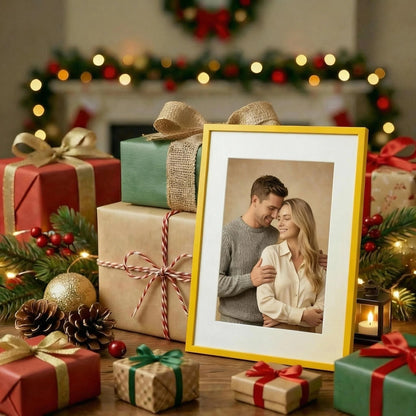 Kuxerla 11x14 Picture Frame Holds 8.5x11 Picture with Mat or 11x14 Picture without Mat,With Clear Acrylic Front and MDF Back Panel,Pack of 2,Yellow