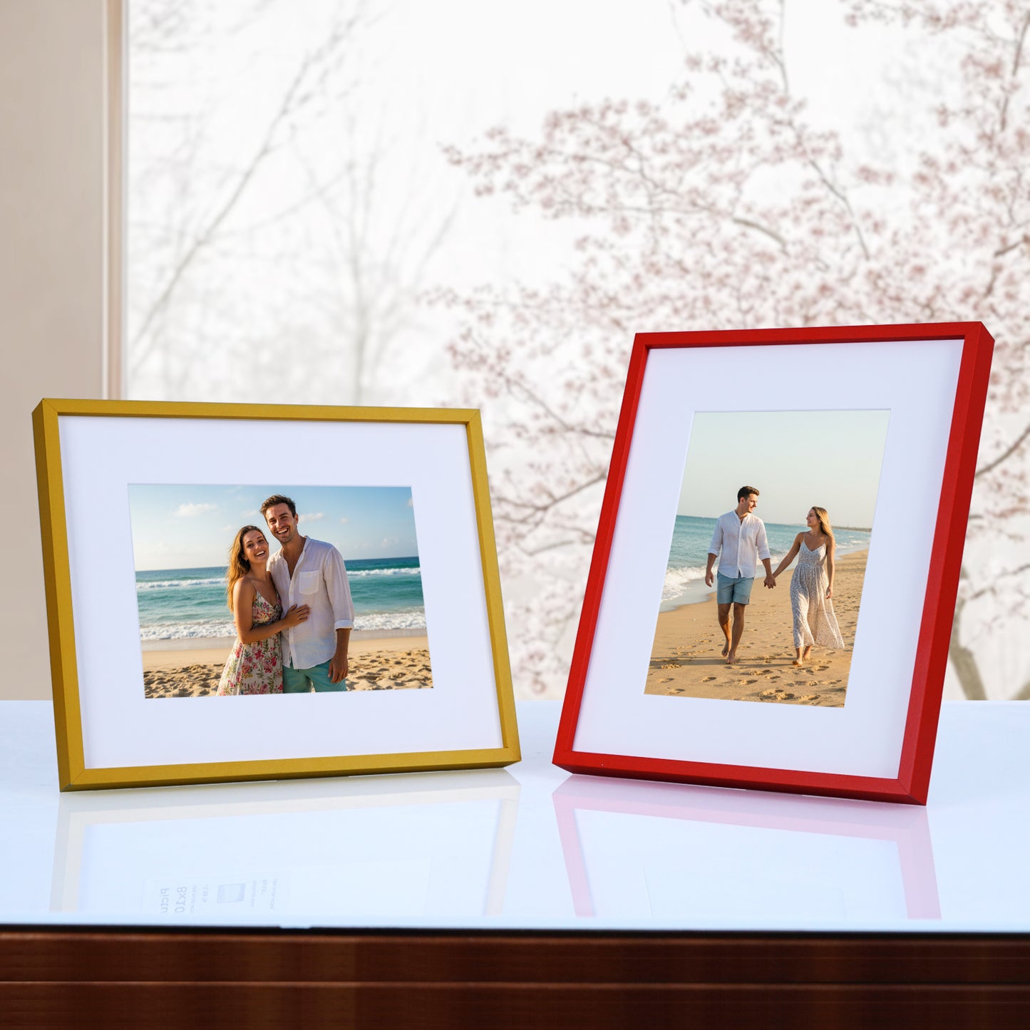 Kuxerla 11x14 Picture Frame Holds 8.5x11 Picture with Mat or 11x14 Picture without Mat,With Clear Acrylic Front and MDF Back Panel,Pack of 2,Red