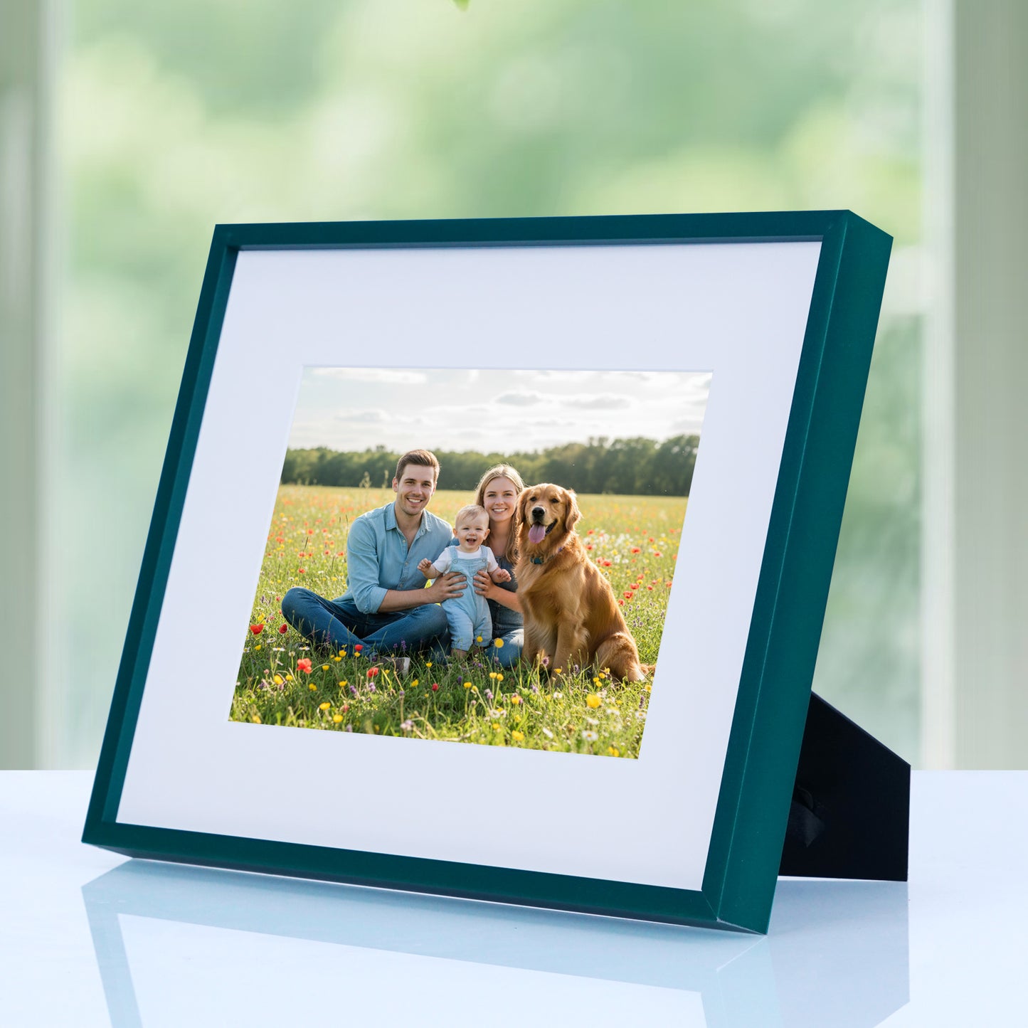 Kuxerla 8x10 Picture Frame Holds 5x7 Picture with Mat or 8x10 Picture without Mat,With Clear Acrylic Front and MDF Back Panel,Pack of 2,Green