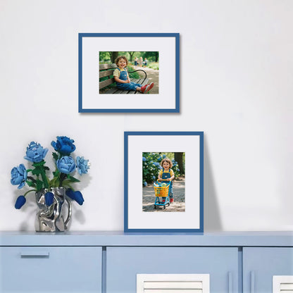 Kuxerla 11x14 Picture Frame Holds 8.5x11 Picture with Mat or 11x14 Picture without Mat,With Clear Acrylic Front and MDF Back Panel,Pack of 2,Blue