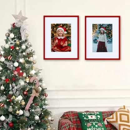 Kuxerla 11x14 Picture Frame Holds 8.5x11 Picture with Mat or 11x14 Picture without Mat,With Clear Acrylic Front and MDF Back Panel,Pack of 2,Red