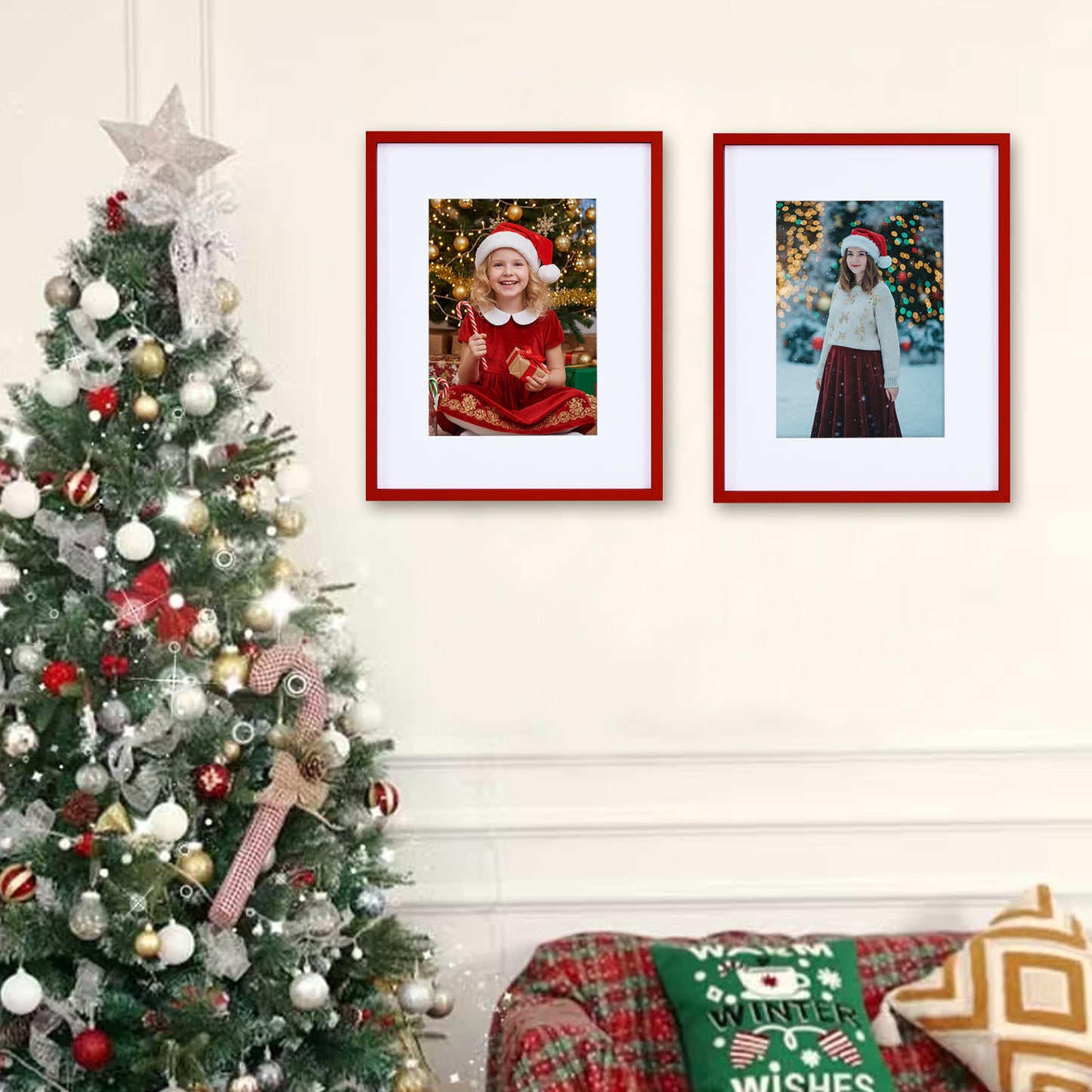Kuxerla 8x10 Picture Frame Holds 5x7 Picture with Mat or 8x10 Picture without Mat,With Clear Acrylic Front and MDF Back Panel,Pack of 2,Red