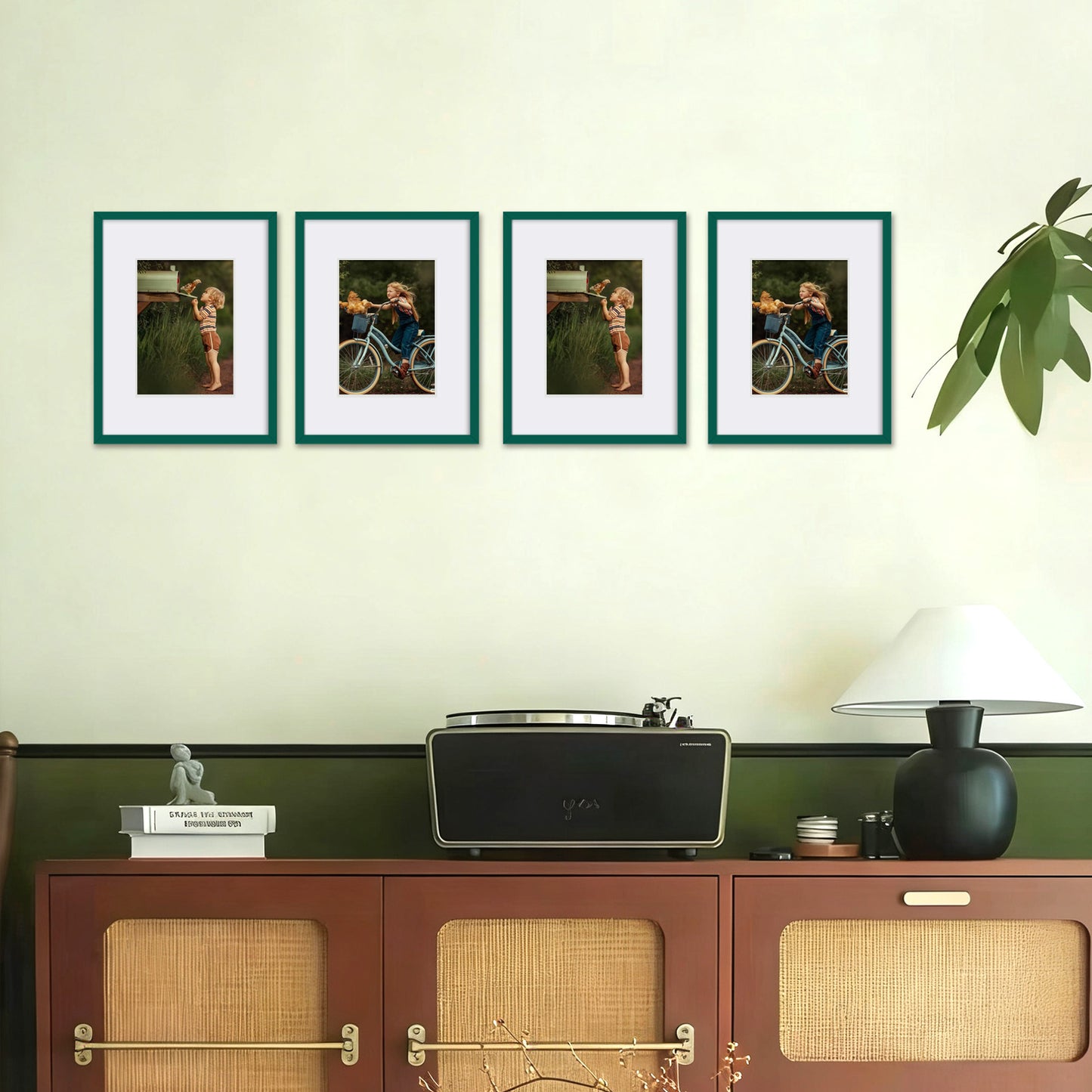 Kuxerla 11x14 Picture Frame Holds 8.5x11 Picture with Mat or 11x14 Picture without Mat,With Clear Acrylic Front and MDF Back Panel,Pack of 2,Green