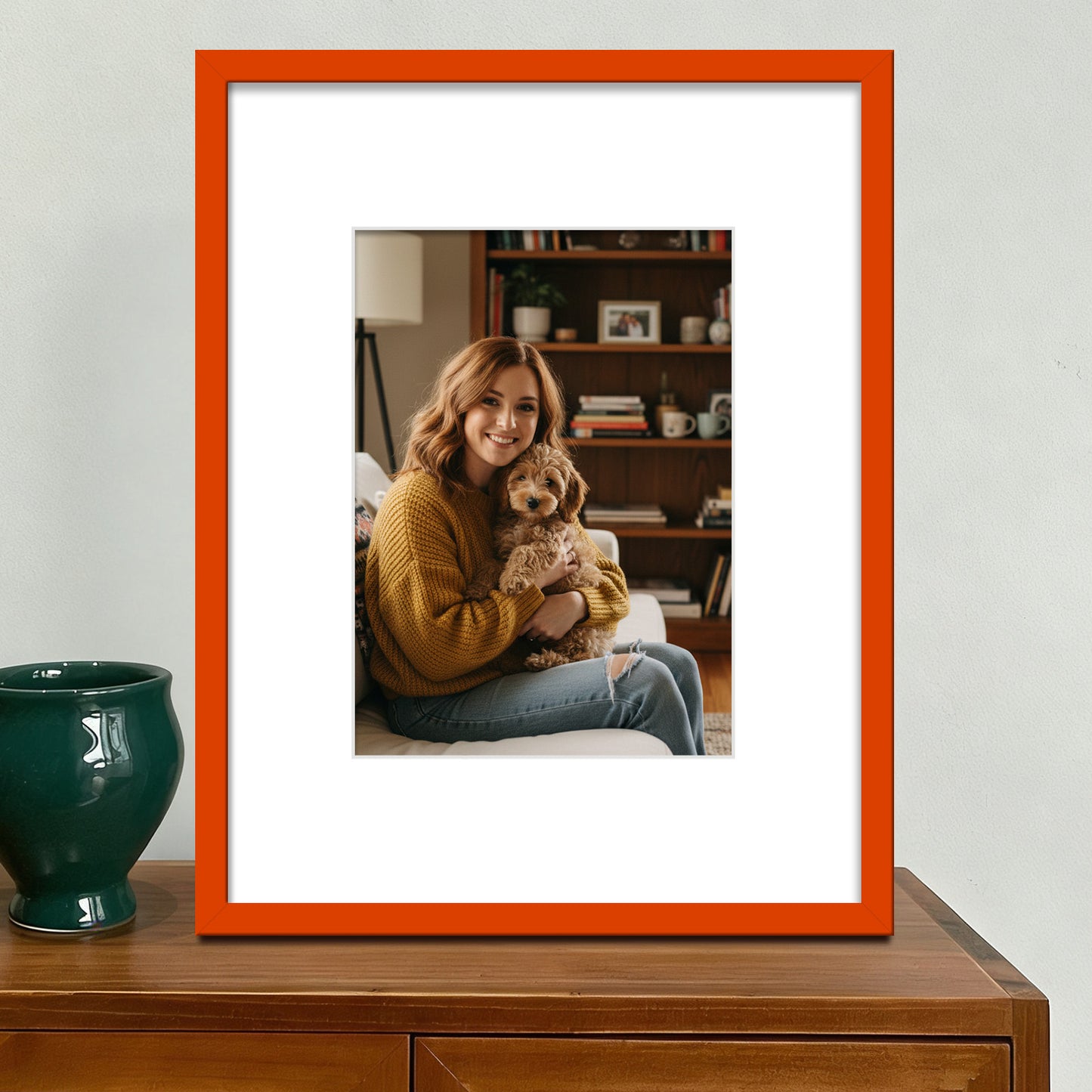 Kuxerla 11x14 Picture Frame Holds 8.5x11 Picture with Mat or 11x14 Picture without Mat,With Clear Acrylic Front and MDF Back Panel,Pack of 2,Orange