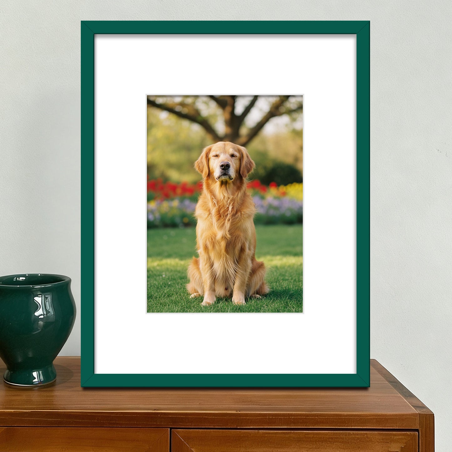 Kuxerla 11x14 Picture Frame Holds 8.5x11 Picture with Mat or 11x14 Picture without Mat,With Clear Acrylic Front and MDF Back Panel,Pack of 2,Green