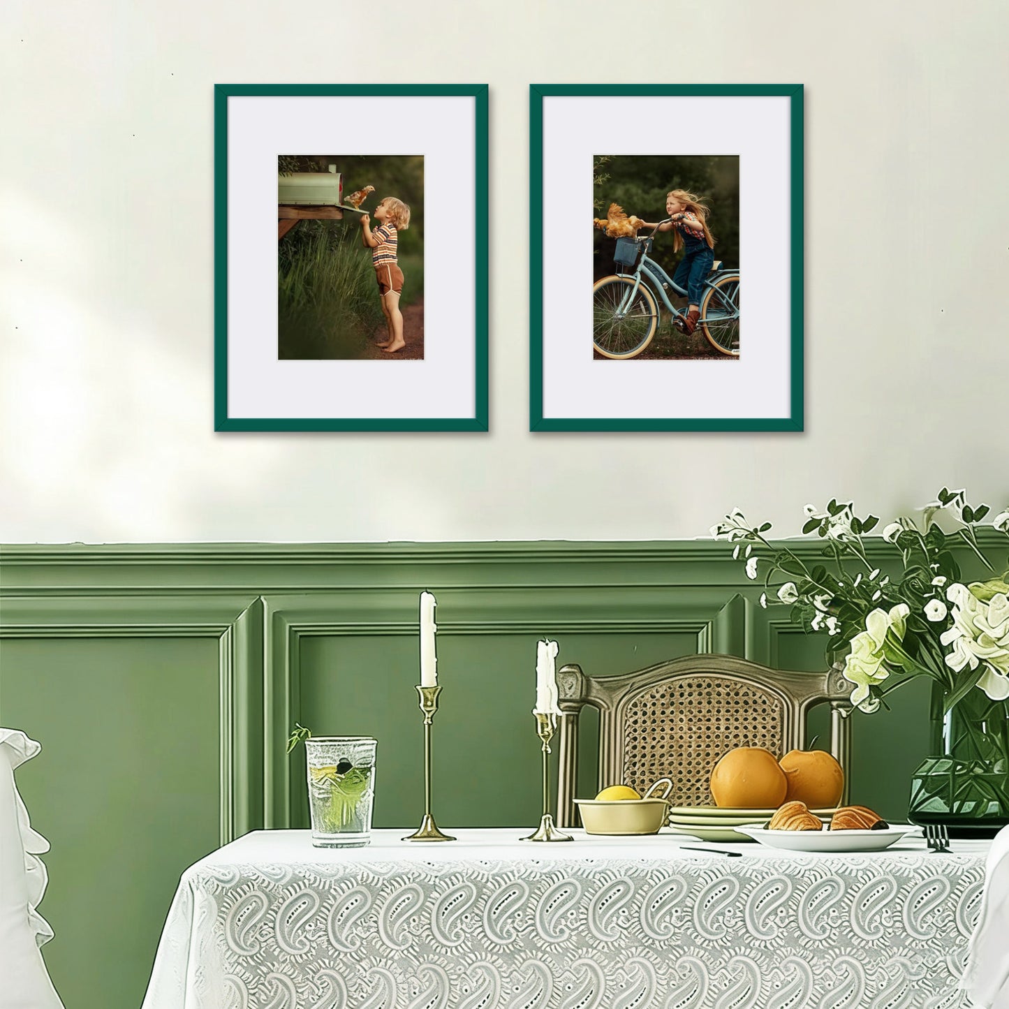 Kuxerla 11x14 Picture Frame Holds 8.5x11 Picture with Mat or 11x14 Picture without Mat,With Clear Acrylic Front and MDF Back Panel,Pack of 2,Green