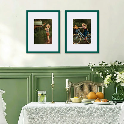 Kuxerla 11x14 Picture Frame Holds 8.5x11 Picture with Mat or 11x14 Picture without Mat,With Clear Acrylic Front and MDF Back Panel,Pack of 2,Green