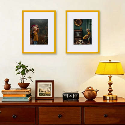 Kuxerla 8x10 Picture Frame Holds 5x7 Picture with Mat or 8x10 Picture without Mat,With Clear Acrylic Front and MDF Back Panel,Pack of 2,Yellow