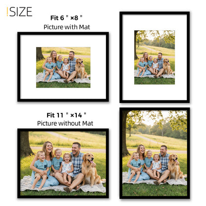 Kuxerla picture Frame 11x14 Holds 8.5x11 Photos with Mat or 11x14 Photo without Mat. With Clear Acrylic Front and MDF Back Panel. Pack of 2,Black