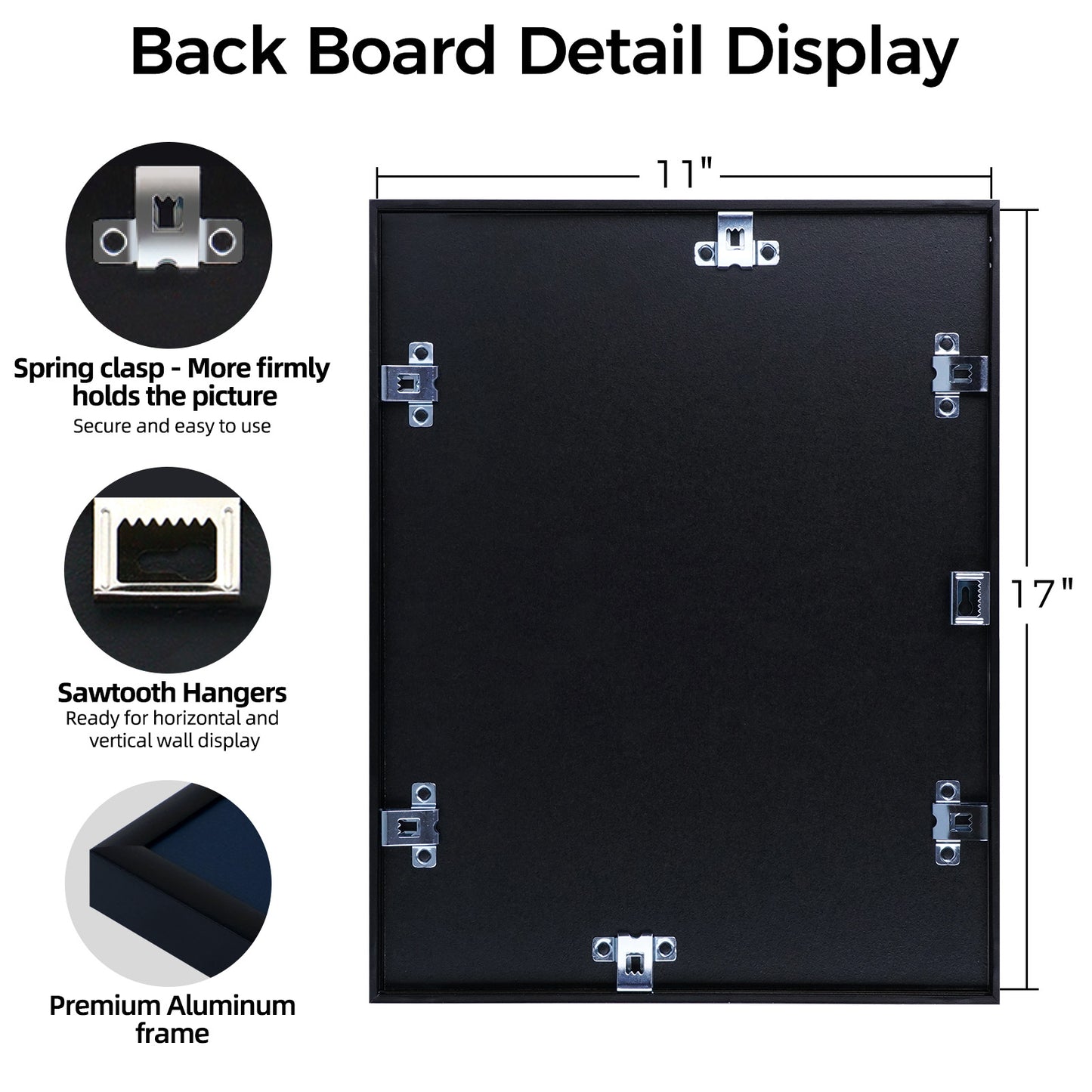 Kuxerla 11x17 Poster Frames,Metal 11x17 Picture Frames Display 8x12 Picture with Mat or 11x17 without Mat,Black,2 pack