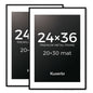 KUXERLA Poster Frame 24x36" Holds 20x30" Photos with Mat or 24x36" Photo without Mat. With Clear Acrylic Front and MDF Back Panel. Pack of 2,Black