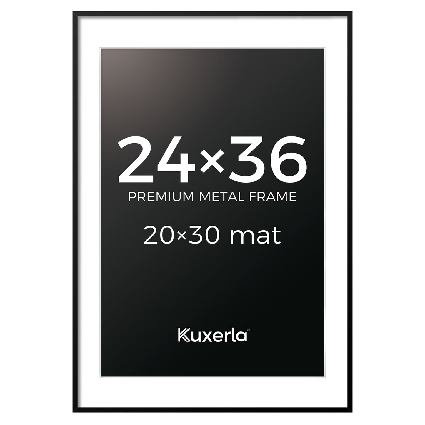 Kuxerla Picture Frame 24x36 Holds 20x30 Photos with Mat or 24x36 Poster without Mat. With Clear Acrylic Front and MDF Back Panel.Black