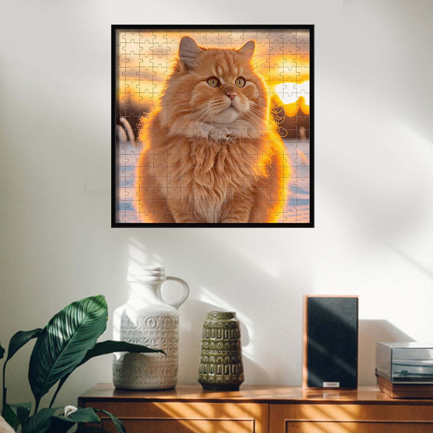 Kuxerla Black Picture Frame for 23.85x23.85 Puzzle，with Clear Acrylic Cover and Sturdy Back Panel