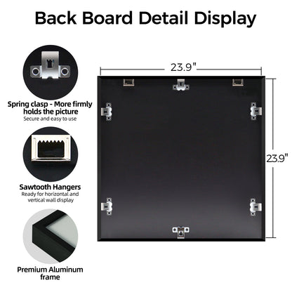 Kuxerla Black Picture Frame for 23.85x23.85 Puzzle，with Clear Acrylic Cover and Sturdy Back Panel