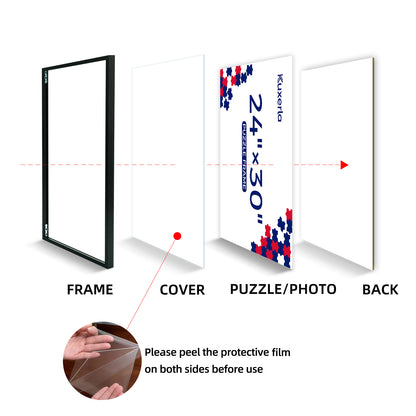 Kuxerla Puzzle Frame 24x30 inch-61x76CM Metal Picture Frames with Clear Acrylic Cover and Sturdy Back Panel Horizontal or Vertical Display Black