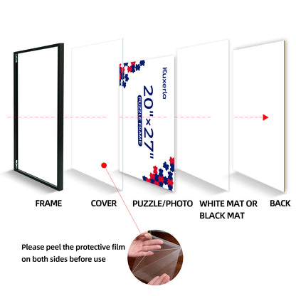 Kuxerla Black 20 x 27 Metal Picture Frame with Mat Board,Clear Acrylic Cover and Sturdy Back Panel,Horizontal or Vertical Display.