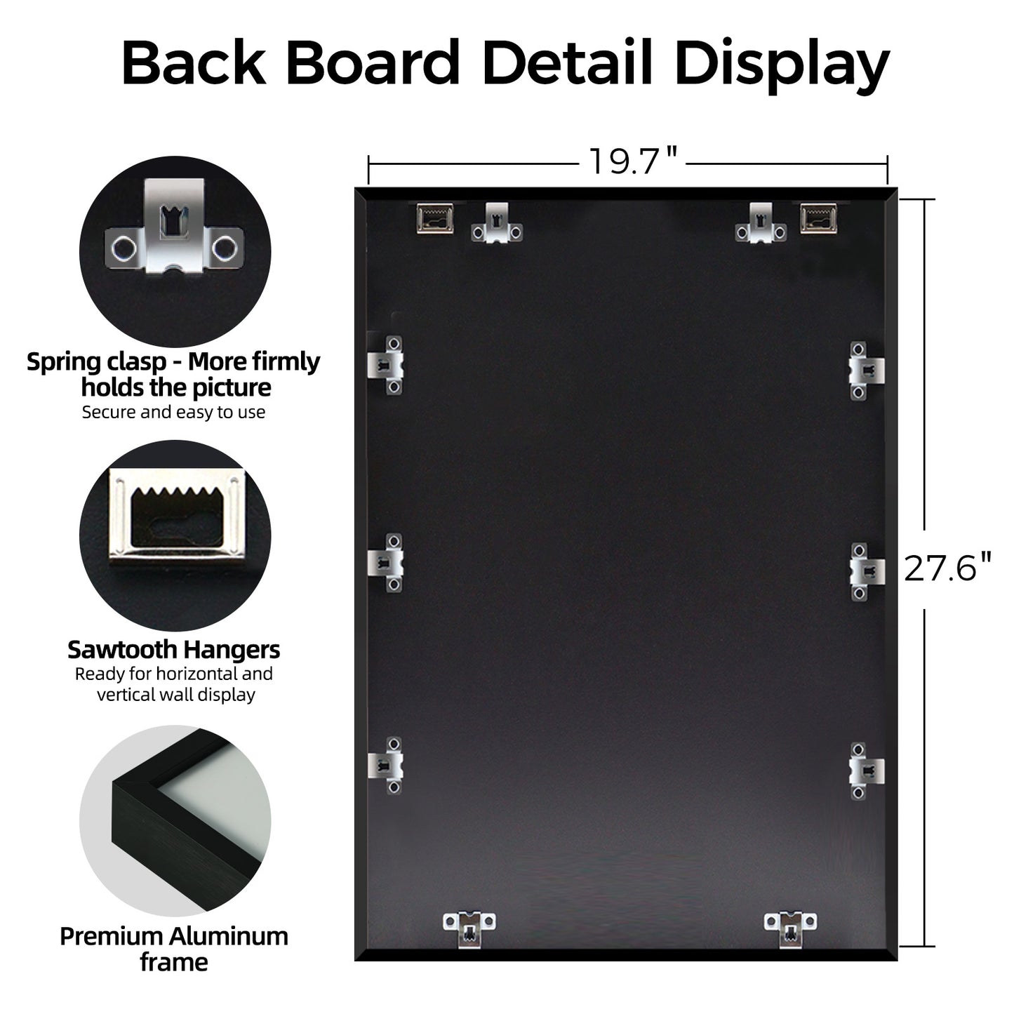 Kuxerla Puzzle Frame 19.7x27.6 inch-50x70CM Metal Picture Frames with Clear Acrylic Cover and Sturdy Back Panel Horizontal or Vertical Display Black