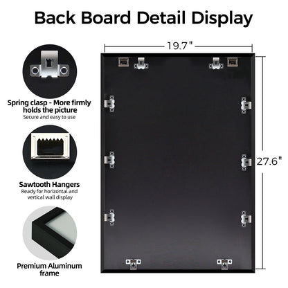 Kuxerla Puzzle Frame 19.7x27.6 inch-50x70CM Metal Picture Frames with Clear Acrylic Cover and Sturdy Back Panel Horizontal or Vertical Display Black