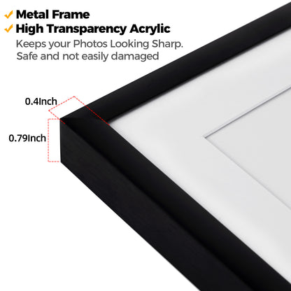 Kuxerla 11x17 Poster Frames,Metal 11x17 Picture Frames Display 8x12 Picture with Mat or 11x17 without Mat,Black,2 pack