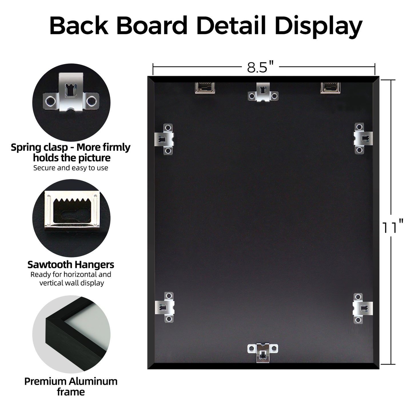 Kuxerla Picture Frame 8.5x11 Holds 5x7 Photos with Mat or 8.5x11 Photo without Mat. With Clear Acrylic Front and MDF Back Panel. Pack of 2,Black