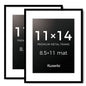 Kuxerla picture Frame 11x14 Holds 8.5x11 Photos with Mat or 11x14 Photo without Mat. With Clear Acrylic Front and MDF Back Panel. Pack of 2,Black