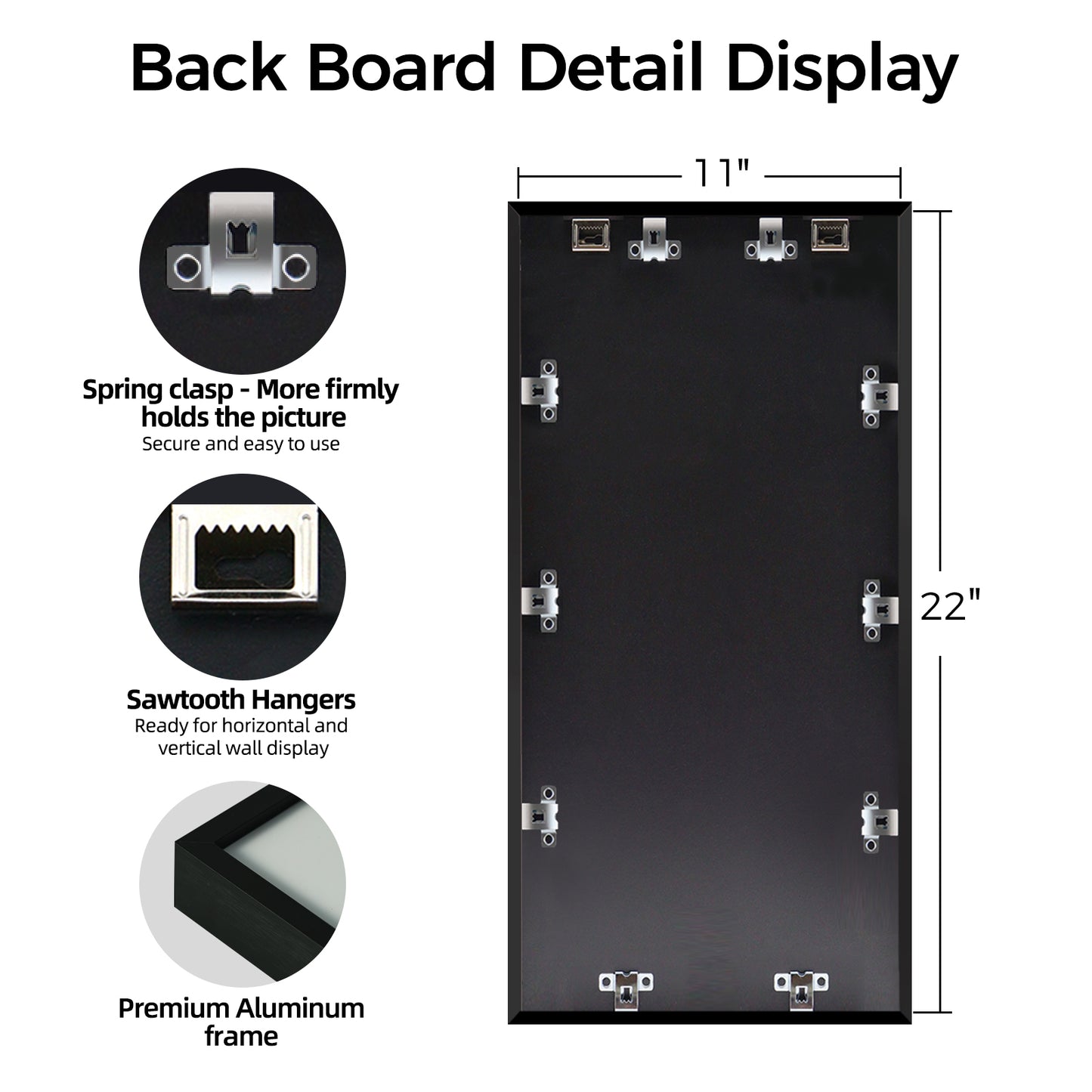 Kuxerla News Paper Frame 11x22" Photos with Mat With Clear Acrylic Front and MDF Back Panel.Black