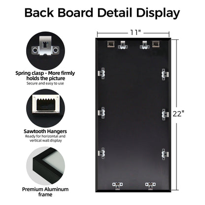 Kuxerla News Paper Frame 11x22" Photos with Mat With Clear Acrylic Front and MDF Back Panel.Black