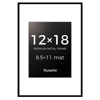 Kuxerla picture Frame 12x18 Holds 8.5x11 Photos with Mat or 12x18 Photo without Mat. With Clear Acrylic Front and MDF Back Panel.Black