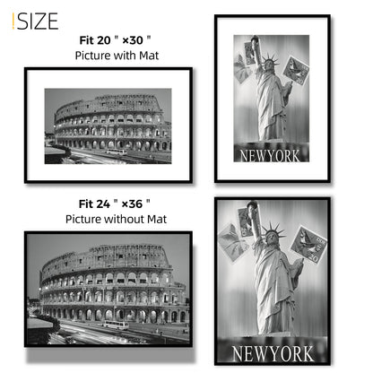 Kuxerla Picture Frame 24x36 Holds 20x30 Photos with Mat or 24x36 Poster without Mat. With Clear Acrylic Front and MDF Back Panel.Black