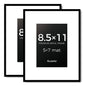 Kuxerla Picture Frame 8.5x11 Holds 5x7 Photos with Mat or 8.5x11 Photo without Mat. With Clear Acrylic Front and MDF Back Panel. Pack of 2,Black