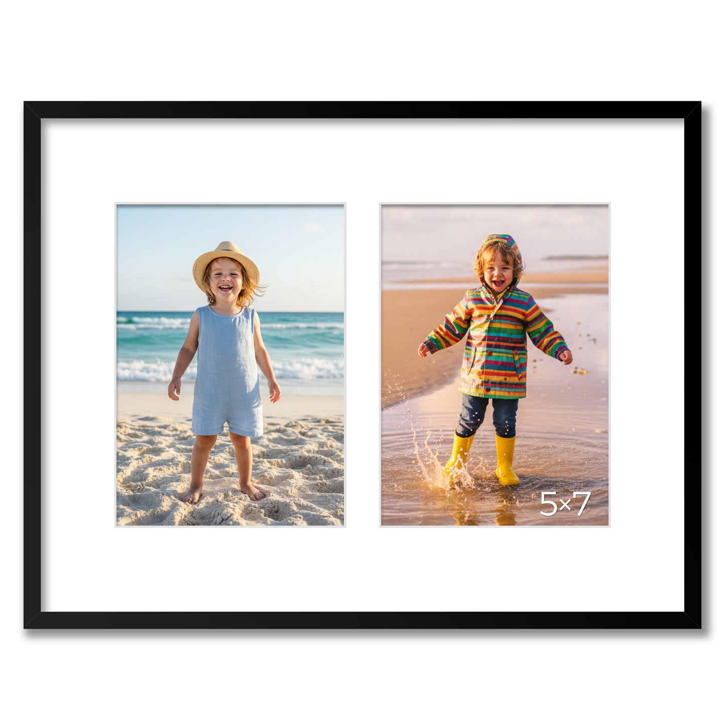 Kuxerla 11x14 Collage Picture Frame ,Displays 2Pcs 5x7 Pictures with Mat or 1Pcs 11x14 Picture without Mat , Collage Picture Frame for Horizontal or Vertical Display, Black, 1 Pack