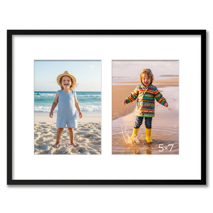 Kuxerla 11x14 Collage Picture Frame ,Displays 2Pcs 5x7 Pictures with Mat or 1Pcs 11x14 Picture without Mat , Collage Picture Frame for Horizontal or Vertical Display, Black, 1 Pack
