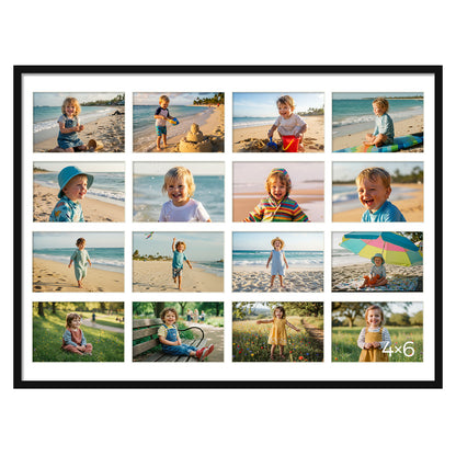 Kuxerla 20x27 Collage Picture Frame ,Displays 24Pcs 4x6 Pictures with Mat or 1Pcs 20x27 Picture without Mat , Collage Picture Frame for Horizontal or Vertical Display, Black, 1 Pack