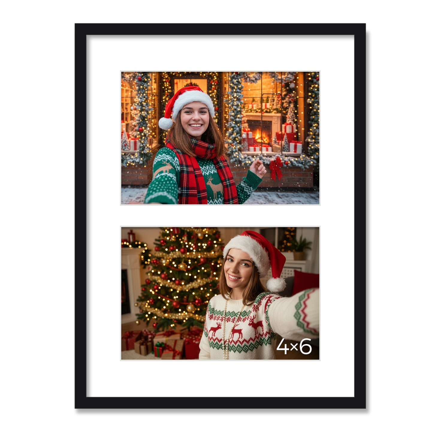 Kuxerla 8x10 Collage Picture Frame ,Displays 2Pcs 4x6 Pictures with Mat or 1Pcs 8x10 Picture without Mat , Collage Picture Frame for Horizontal or Vertical Display, Black, 1 Pack