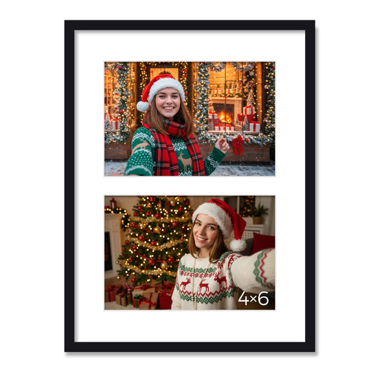 Kuxerla 8x10 Collage Picture Frame ,Displays 2Pcs 4x6 Pictures with Mat or 1Pcs 8x10 Picture without Mat , Collage Picture Frame for Horizontal or Vertical Display, Black, 1 Pack