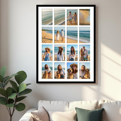 Kuxerla 20x27 Collage Picture Frame ,Displays 24Pcs 4x6 Pictures with Mat or 1Pcs 20x27 Picture without Mat , Collage Picture Frame for Horizontal or Vertical Display, Black, 1 Pack