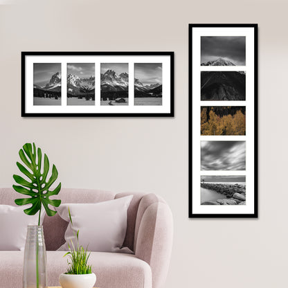 Kuxerla 8x20 Collage Picture Frame ,Displays 4Pcs 4x6 Pictures with Mat or 1Pcs 8x20 Picture without Mat , Collage Picture Frame for Horizontal or Vertical Display, Black, 1 Pack