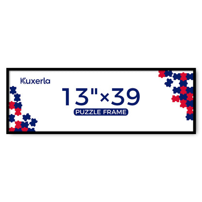 Kuxerla Puzzle Frame for 13x39 Puzzle,with Clear Acrylic Cover and Sturdy Back Panel,Horizontal or Vertical Display,Black