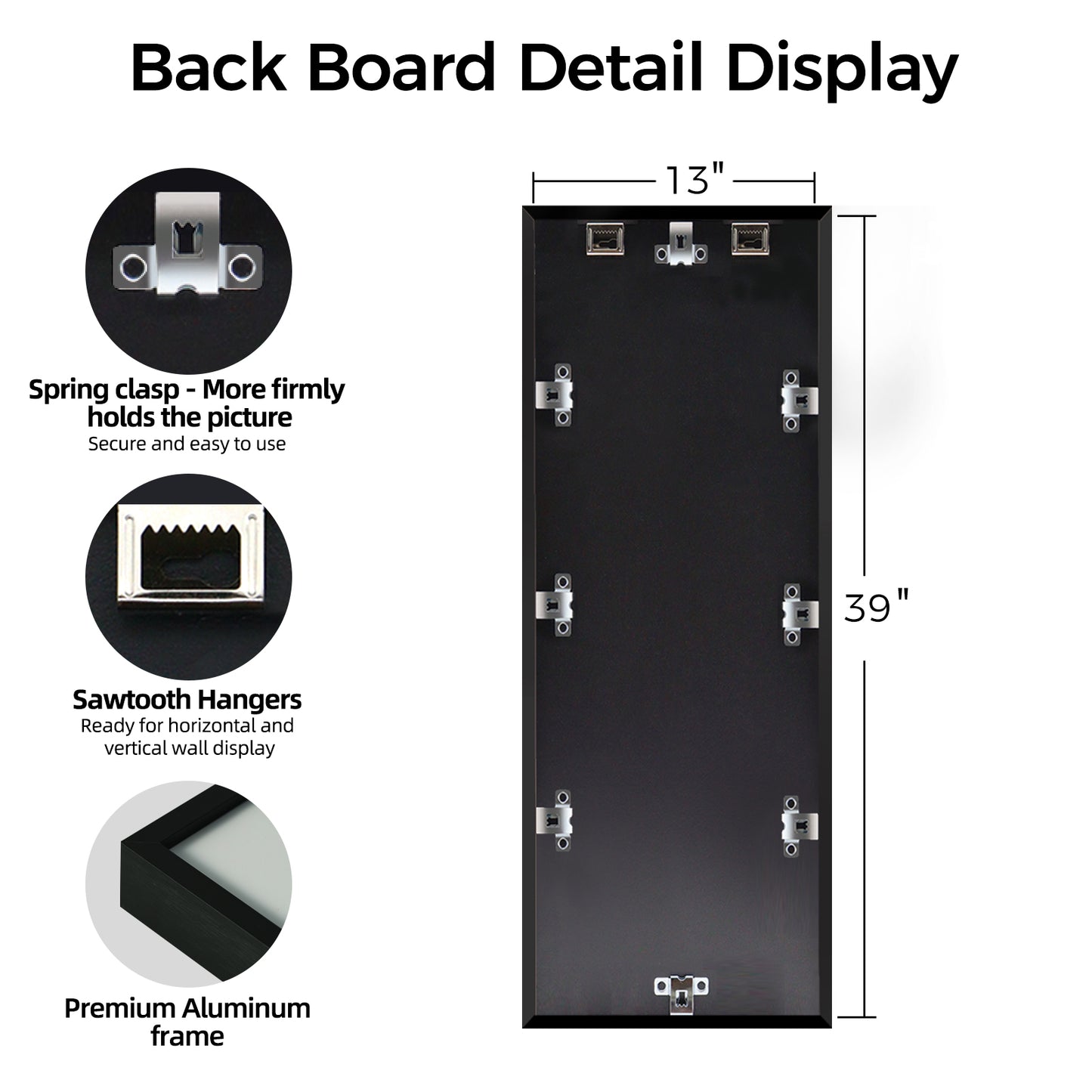 Kuxerla Puzzle Frame for 13x39 Puzzle,with Clear Acrylic Cover and Sturdy Back Panel,Horizontal or Vertical Display,Black