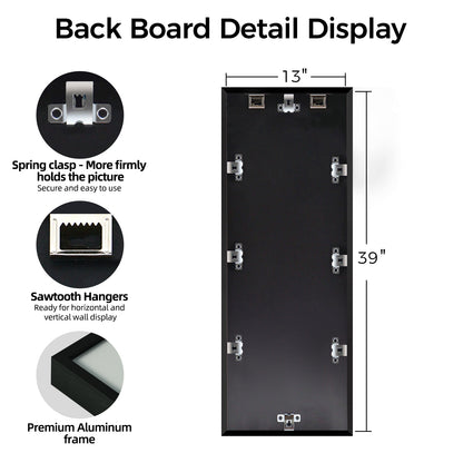 Kuxerla Puzzle Frame for 13x39 Puzzle,with Clear Acrylic Cover and Sturdy Back Panel,Horizontal or Vertical Display,Black