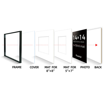 Kuxerla 14x14 Poster Frames,Wall Gallery Photo Frame with Mat Display 5x7 or 8x8 Photos, Wall Hanging Frame for 14x14 Picture Without Mat,Black